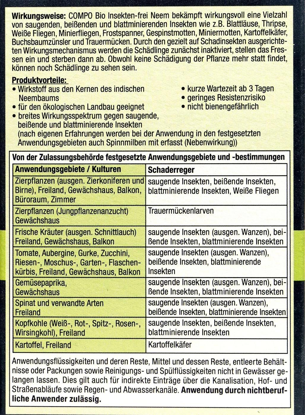 Compo Bio Insekten-frei Neem - 30 Ml 3 Compo Bio Insekten-frei Neem - 30 Ml – Bild 3