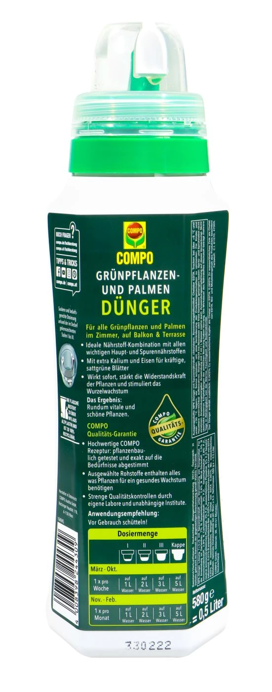Compo Grünpflanzen- Und Palmendünger - 0,5 L 2 Compo Grünpflanzen- Und Palmendünger - 0,5 L – Bild 2