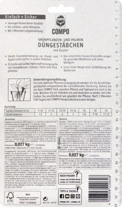 Ausgewählte Produkte -Gartenbedarf Geschaft Compo20Gruenpflanzen20und20Palmen20Duengestaebchen 36766 H01