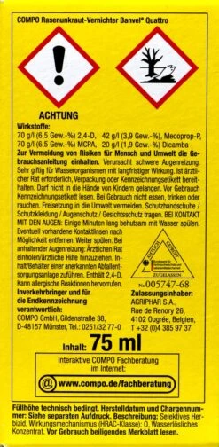 Compo Rasenunkraut-Vernichter Banvel Quattro - 75 Ml -Gartenbedarf Geschaft Compo20Rasenunkraut Vernichter20Banvel20Quattro 33419 L01