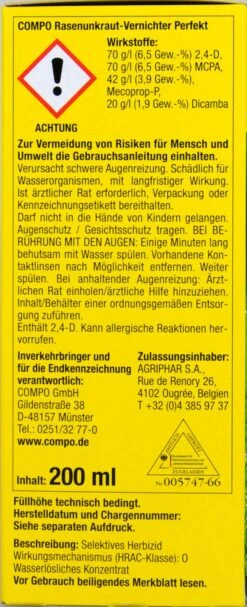 Compo Rasenunkraut-Vernichter Perfekt - 200 Ml -Gartenbedarf Geschaft Compo20Rasenunkraut Vernichter20Perfekt 31831 L01