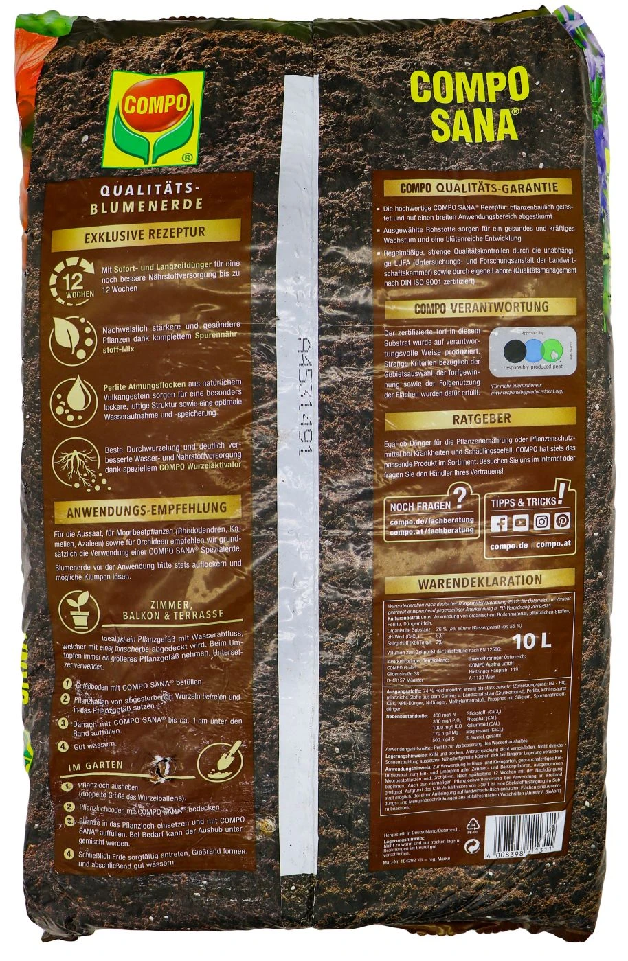 Compo Sana Qualitäts-Blumenerde - 10 L 2 Compo Sana Qualitäts-Blumenerde - 10 L – Bild 2