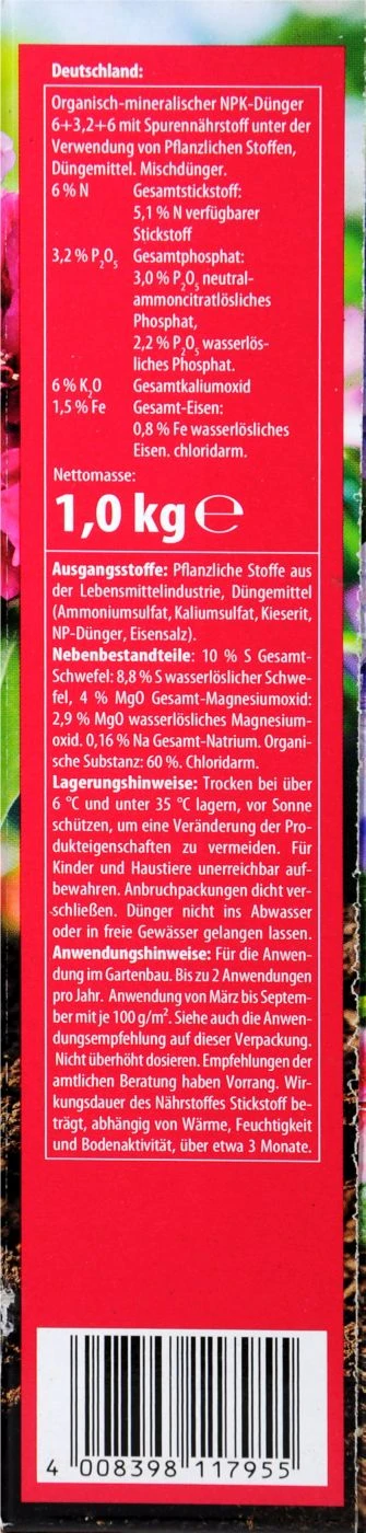 Compo Spezialdünger Rhodo- Und Hortensien Vital - 1 Kg 4 Compo Spezialdünger Rhodo- Und Hortensien Vital - 1 Kg – Bild 4