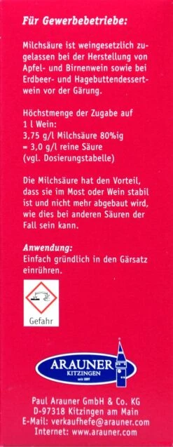 Kitzinger Milchsäure 80 % - 125 G 7 Kitzinger Milchsäure 80 % - 125 G -Gartenbedarf Geschaft Milchsaeure 15148 R01