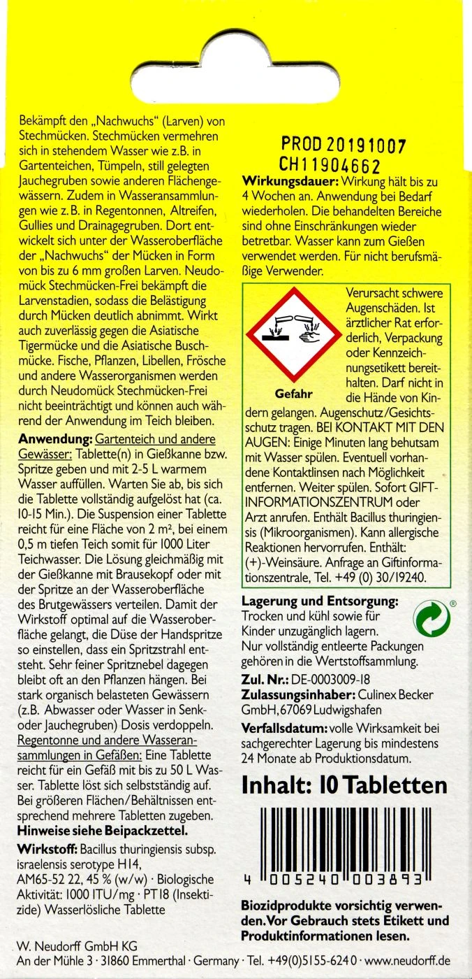 Neudorff Neudomück Stechmücken-Frei - 10 Stück 2 Neudorff Neudomück Stechmücken-Frei - 10 Stück – Bild 2